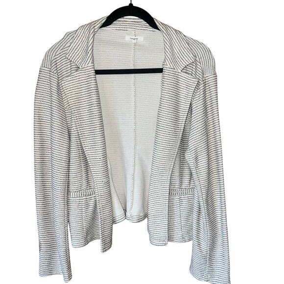 Maurice’s White Gray Striped Button Cotton Blend Blazer Size Large - Picture 1 of 7